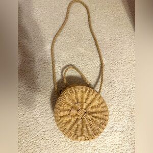 Woven basket bag with long and short strap